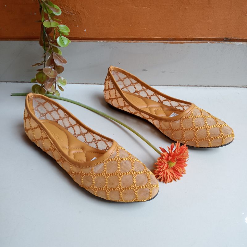 SEPATU WANITA JEA 66- B SEPATU FLAT BRUKAT, SEPATU TERBARU WANITA