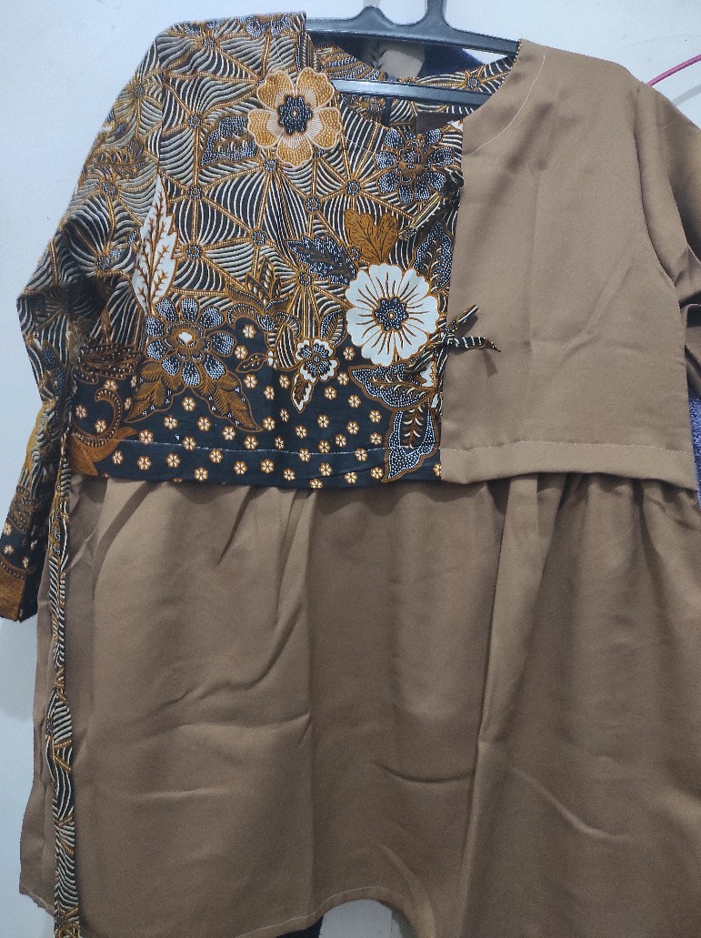 Tey-17 Batik Wanita Asj Sa Hrb026 Kenongo Kemeja Tosca Pendek