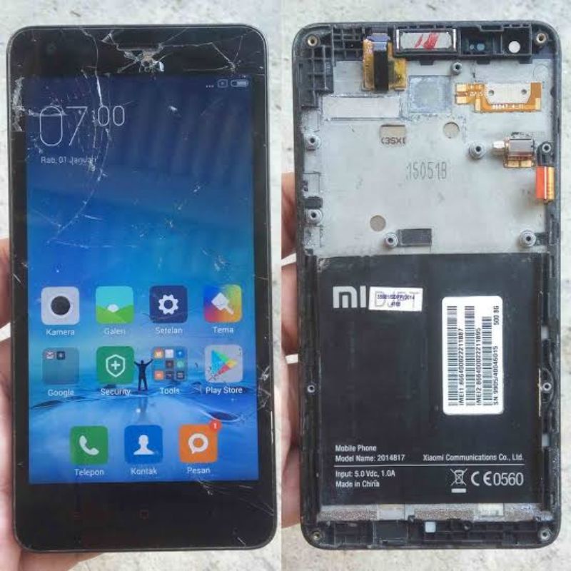 lcd tc retak hp xiomi redmi 2 ORI cabutan normal udh tested
