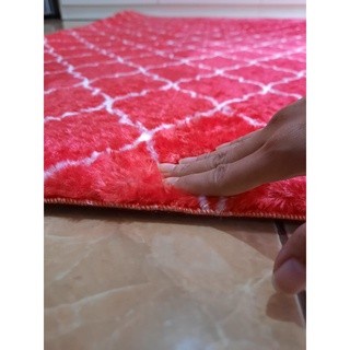 Karpet Busa FONIX Malaysia Bulu Super Lembut Anti Slip 100 X 150 Minimalis F158 CHERRY-3