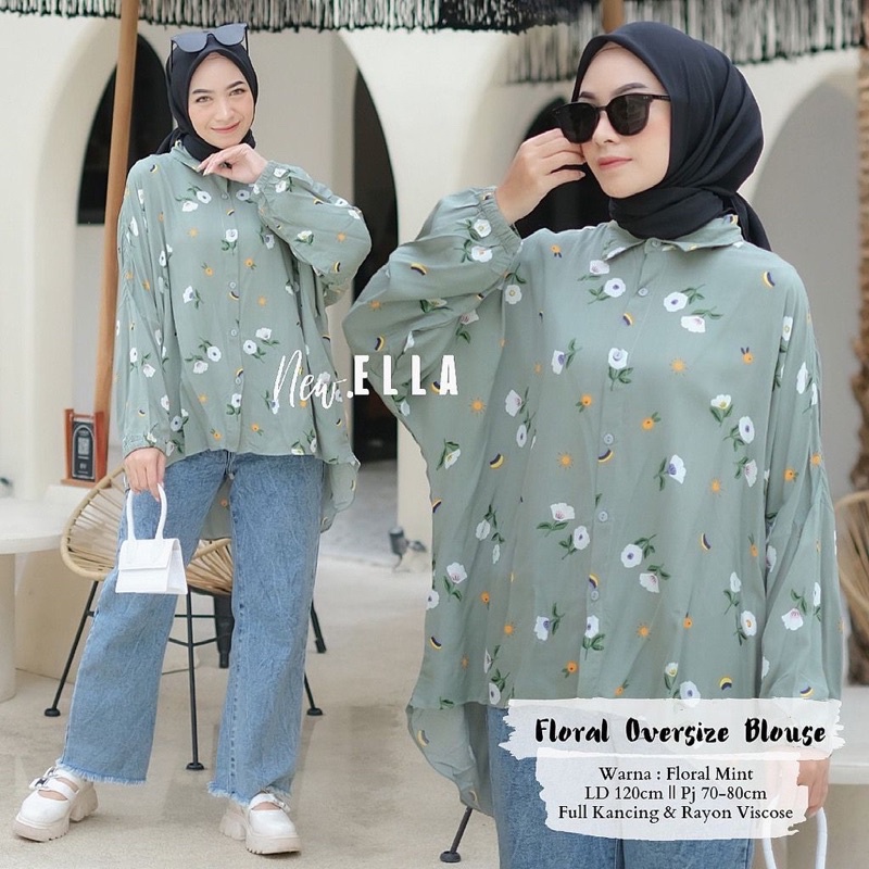 MONOCHROME OVERSIZE BLOUSE MOTIF - ATASAN RAYON FULL KANCING JUMBO / ATASAN RAYON KOMBINASI-FLORAL OVERSIZE