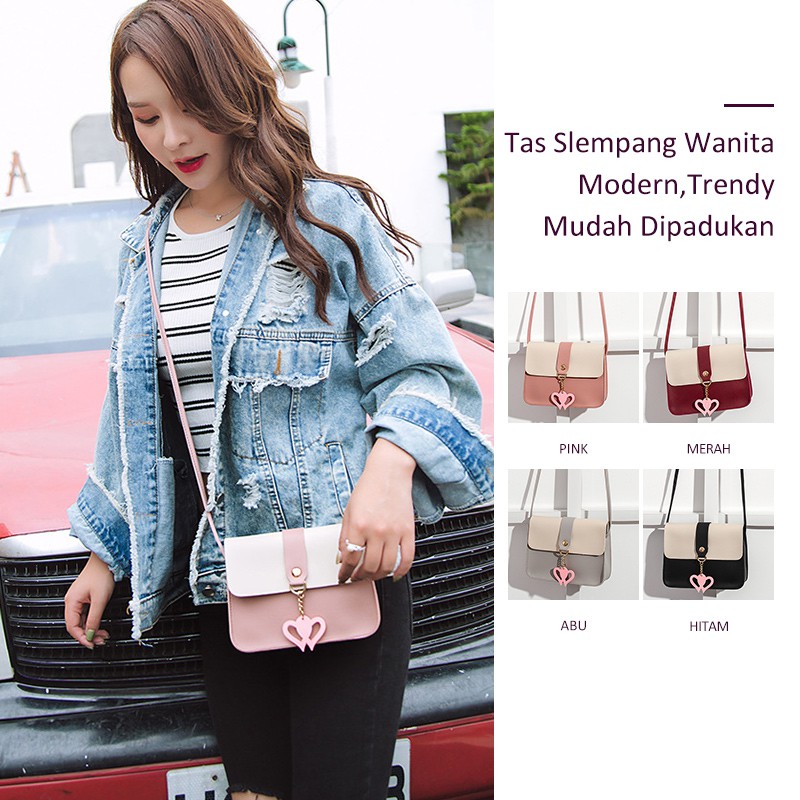 

Herbaay Shoulder Bag Tas Wanita Dengan Gantungan Hati Tas Slempang Tas Tenteng Korea Tas Fashion