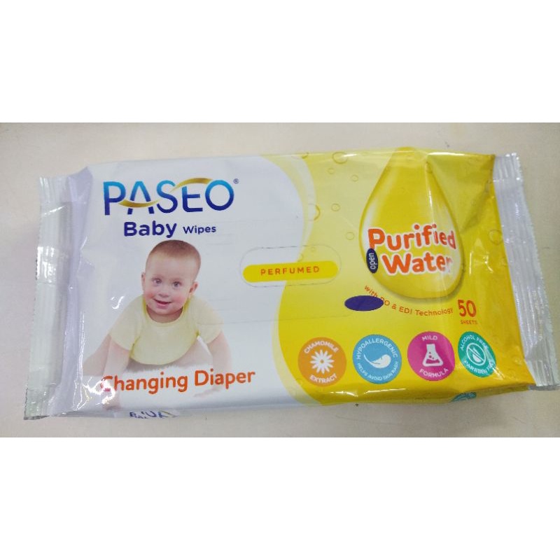 Paseo Baby Wipes 50 sheet Chamomile tisu basah paseo