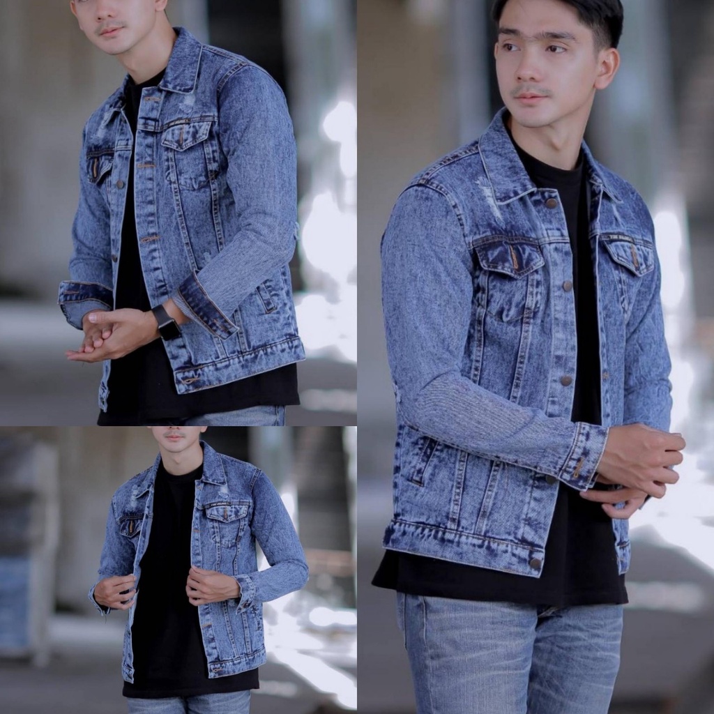 Jaket Jeans Pria Sobek Simple Terbaru 2022 SIZE M,L,XL