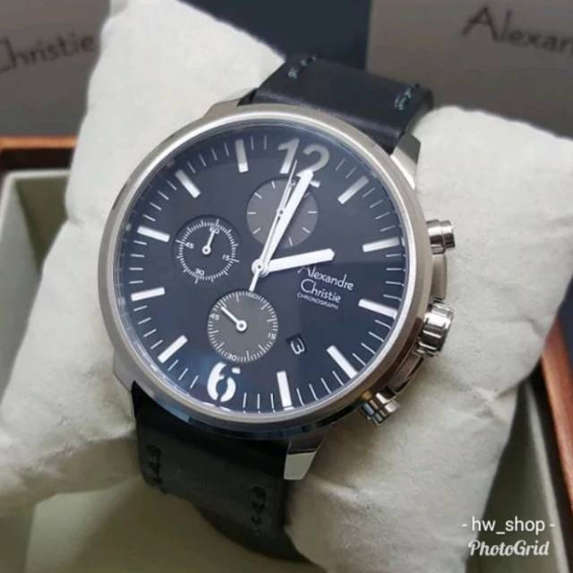 Jam Tangan Pria Alexandre Christie 6267 Silver Tali Kulit Original