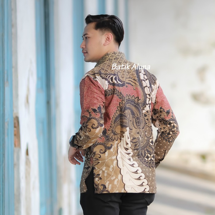 Batik pria lengan panjang Kemeja Atasan Baju batik pria laki laki lengan panjang premium cowok solo