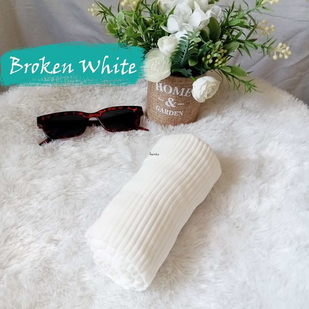 GAMIS LEBARAN MANSET ADEM LENGAN PANJANG MANGSET & MANSET ADEM LENGAN KUTUNG MANGSET POLOS WANITA INNER DRESS-BROKEN WHITE