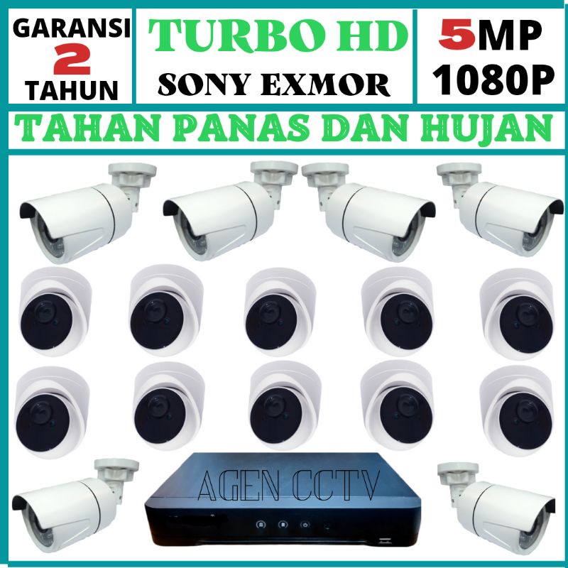 paket cctv 16 chanel 16 kamera 5mp 1080p ir sony exmor turbo hd 8 indoor 8 outdoor komplit