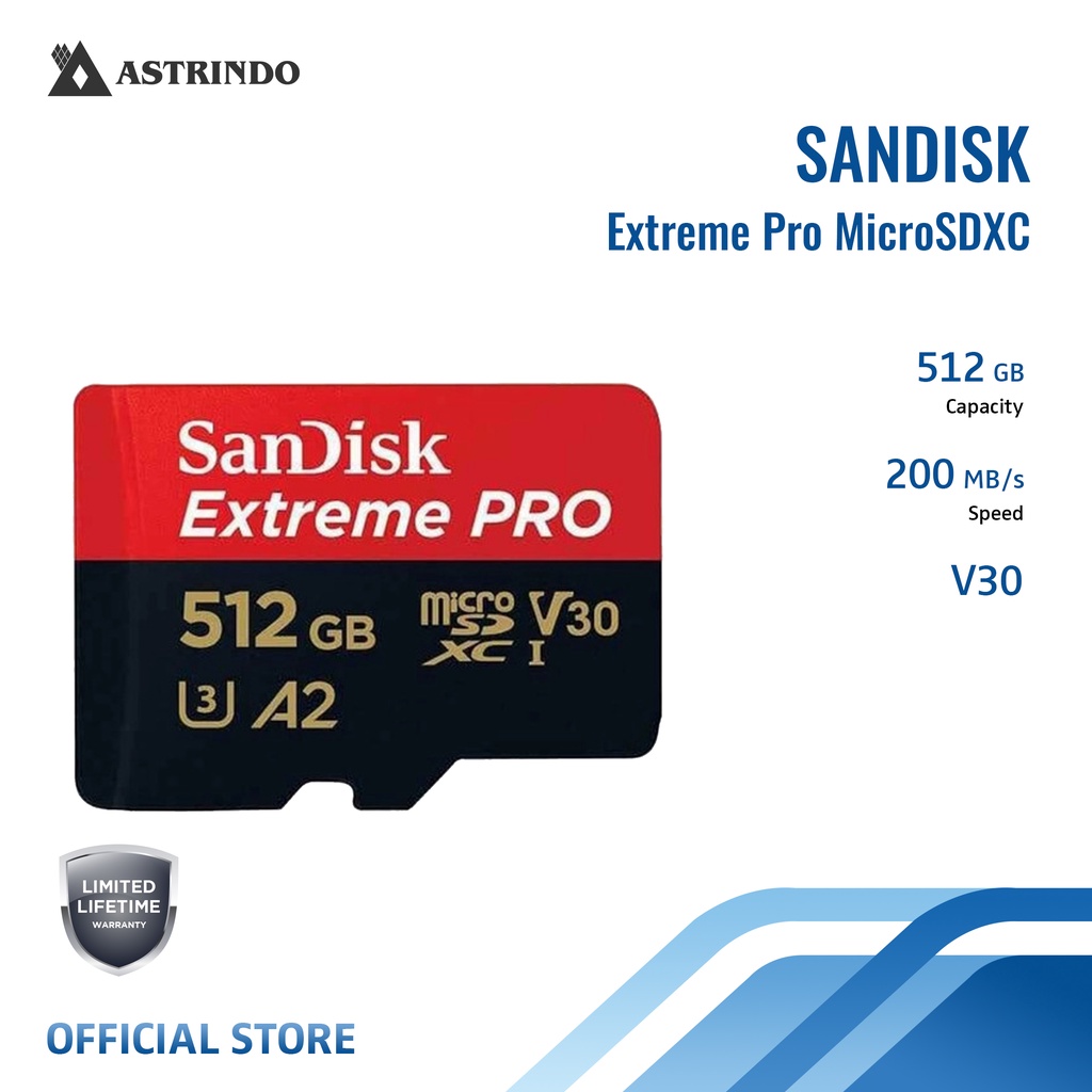SanDisk Extreme Pro microSDXC UHS-I 512GB - Kartu Memori Cepat dan Tahan Banting