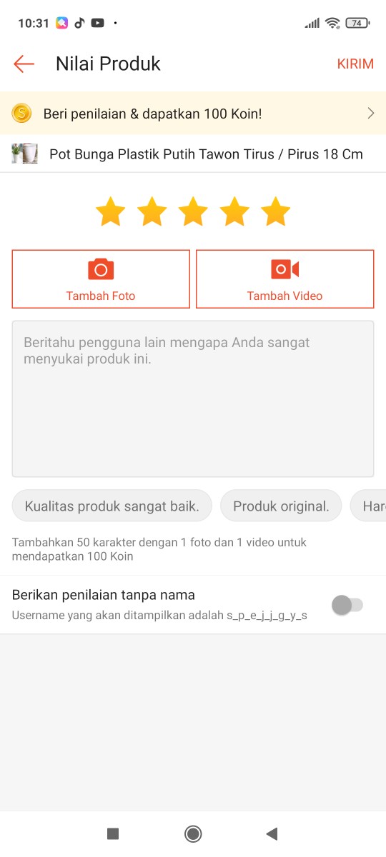 Pot Bunga Plastik Putih Tawon Tirus / Pirus 18 Cm