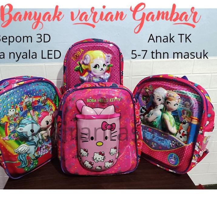Special Price.. Tas anak sekolah TK boba / ukuran TK cewe perempuan /tas terlaris /  / tas lampu led