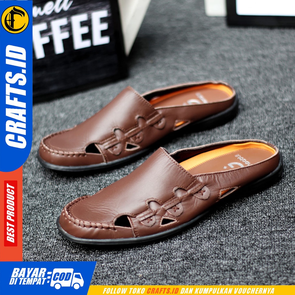 Crafts Trunkz - Sepatu Sandal Bustong Casual Kulit Asli Pria