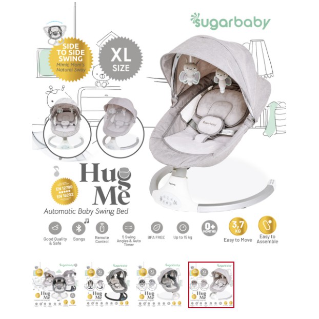 Sugar baby HUG ME Automatic Baby Swing Bed - CBKS-Sugar Bb Bed White