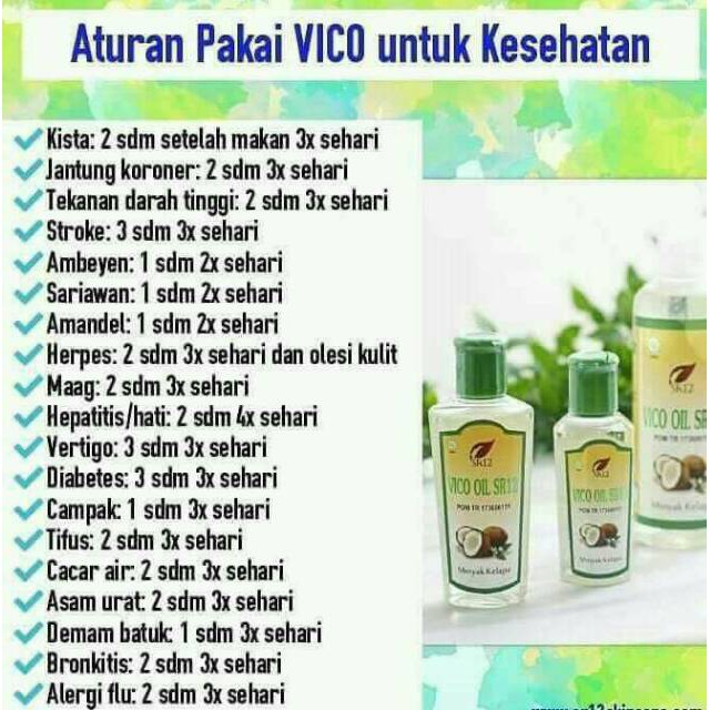VICO SR12/ Penumbuh rambut/ Penebal Alis/ Pelebat Bulu Mata/ Penambah nafsu makan/ Vico oil/ vco SR1