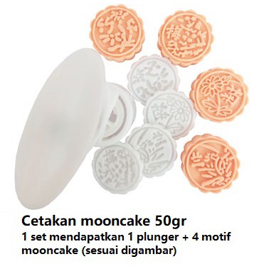 Cetakan mooncake bunga krisan ukuran 50gram dengan 4 motif