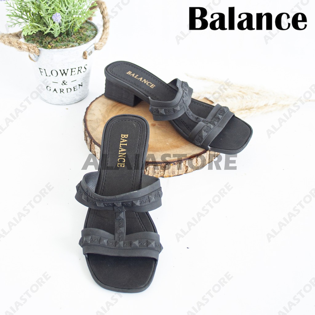 Sepatu cewek jelly wedges studed tinggi 4cm impor - Balance 0223 (36/40) / sepatu cewek wedges jelly