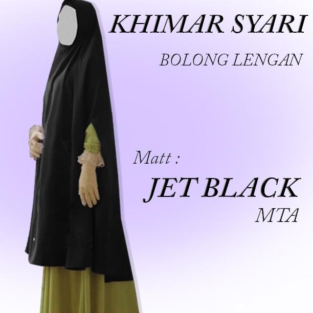 JILBAB JETBLACK LENGAN BOLONG INSTAN SYARI KHIMAR HIJAB HITAM