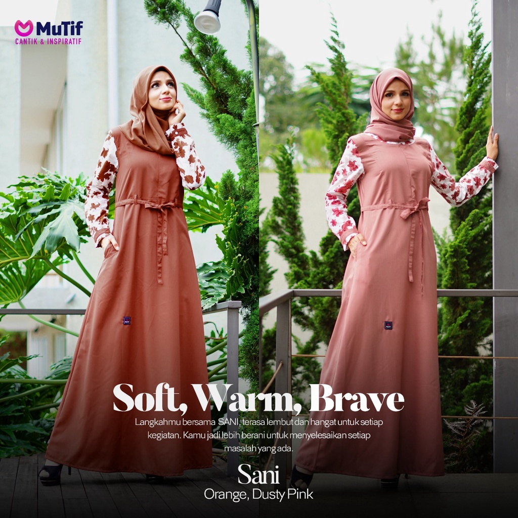 MUTIF Gamis Sani Orange Sani Dusty Pink Mutif