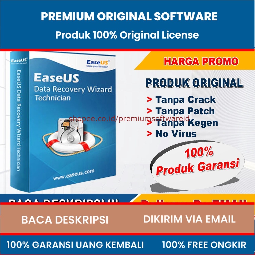 EaseUs Data Recovery Wizard 15 Pro 2022, 13 Plus Pro &amp; V11.9 + Video Cara Instal Lifetime