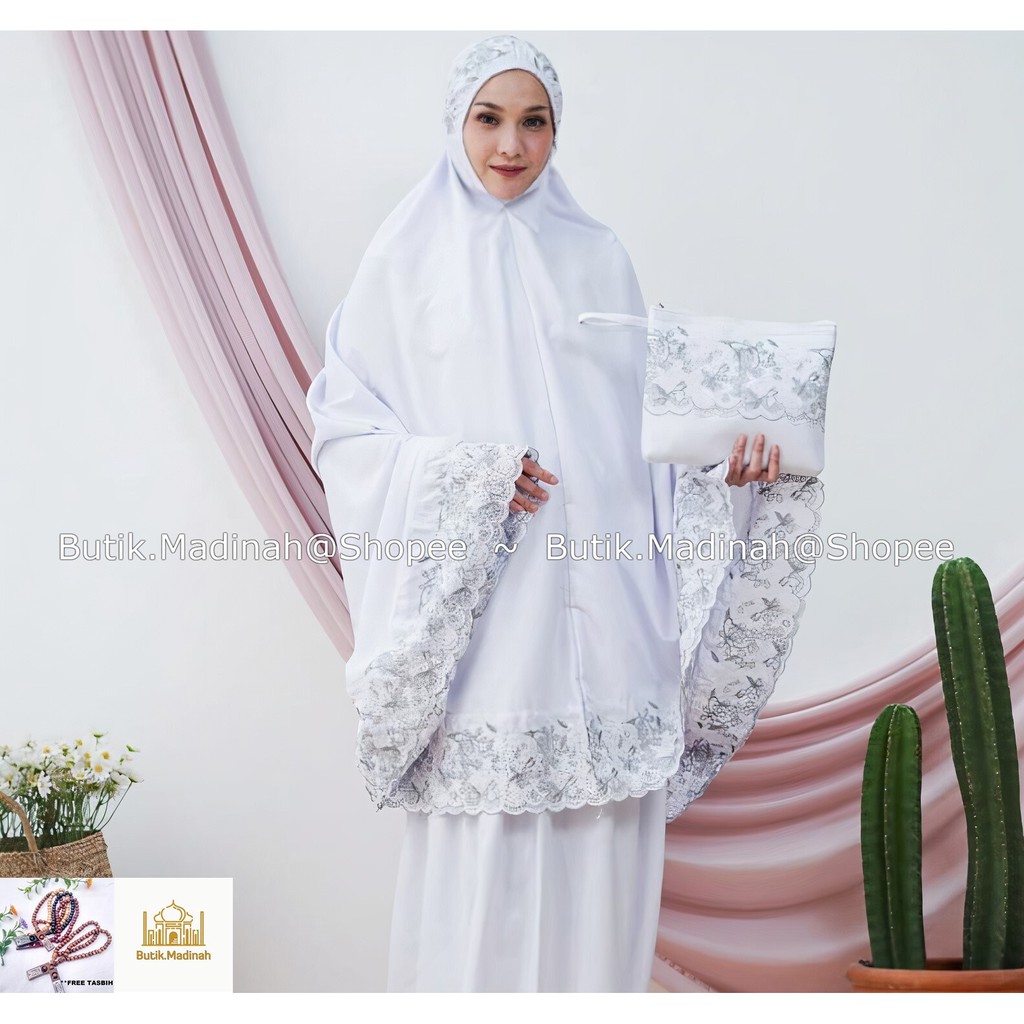 BUTIK.MADINAH MUKENA DEWASA SYAHBANI SITI KHADIJAH FLORALEENA KATUN BORDIR BRUKAT