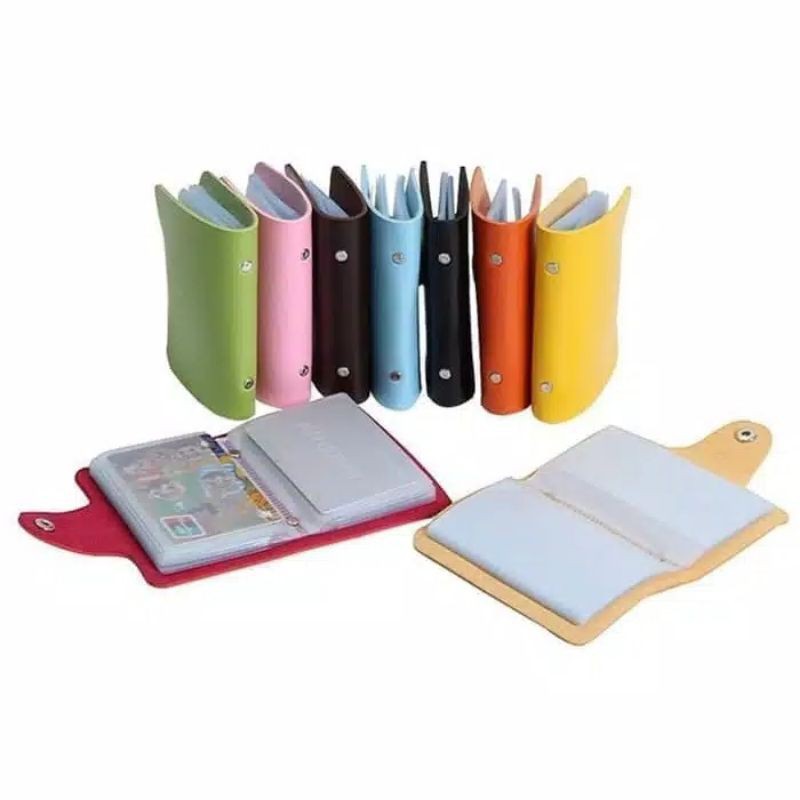 Dompet Kartu Polos Leather Warna Warni 24 Slot Kulit Import Dompet Wanita Pria