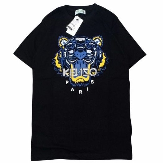 KAOS KENZO TIGER BLUE YELLOW HITAM / BAJU KENZO / TSHIRT KENZO / MIRROR ORIGINAL 1:1