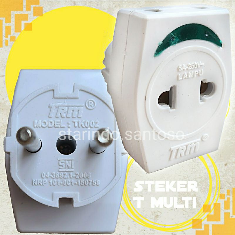 Steker T MULTI TRM lampu warna warni indikator colokan listrik serbaguna