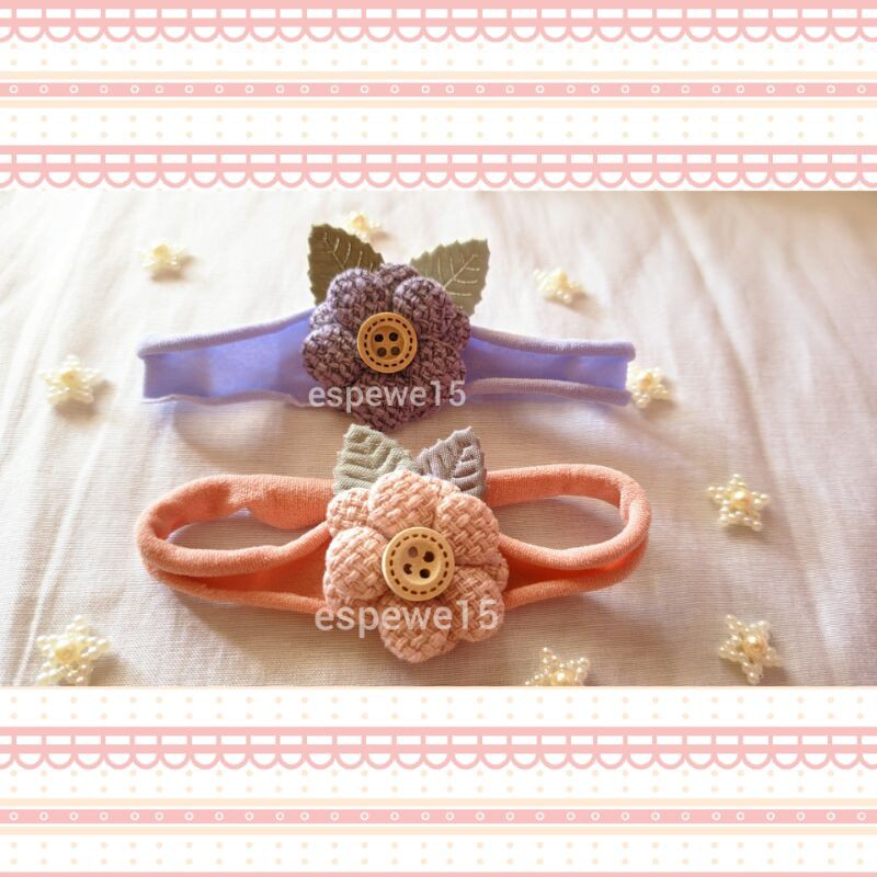 Baby Headband, Bandana Bayi Bunga Kancing Single