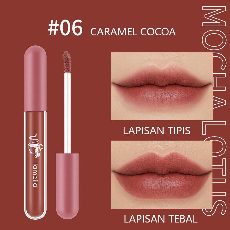 LAMEILA - Oh My God Mocha Lotus Lip Glaze Lipstik - Lip Gloss Pelembab Silky Original