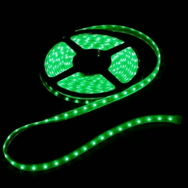 1ROLL 5 METER LED STRIP HIJAU AKI 12V SMD 2835  2538  IP44 OUTDOR + PEREKAT LAMPU LED HIAS DEKORASI