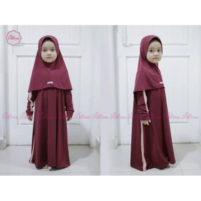 [ BISA BAYAR DI TEMPAT ] GAMIS SPORTY ANAK/SET GAMIS ANAK BY ALLINE/GAMIS ANAK PEREMPUAN / MAROON