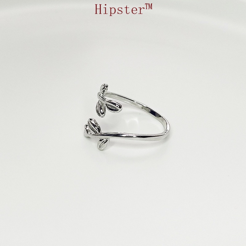 Hot Sale Creative Design Personality Silver Leaves Adjustable Ring