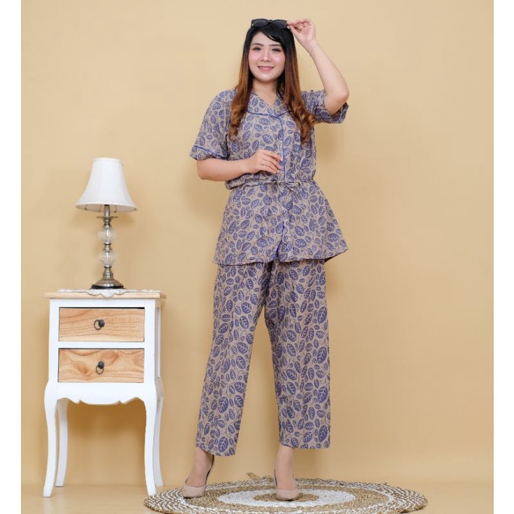 OneSet Jumbo Piyama Wanita Pajamas Dewasa LD 120 Katun Batik Solo