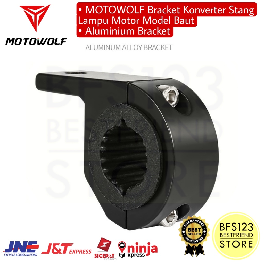 MOTOWOLF Bracket Konverter Stang Lampu Motor Model Baut