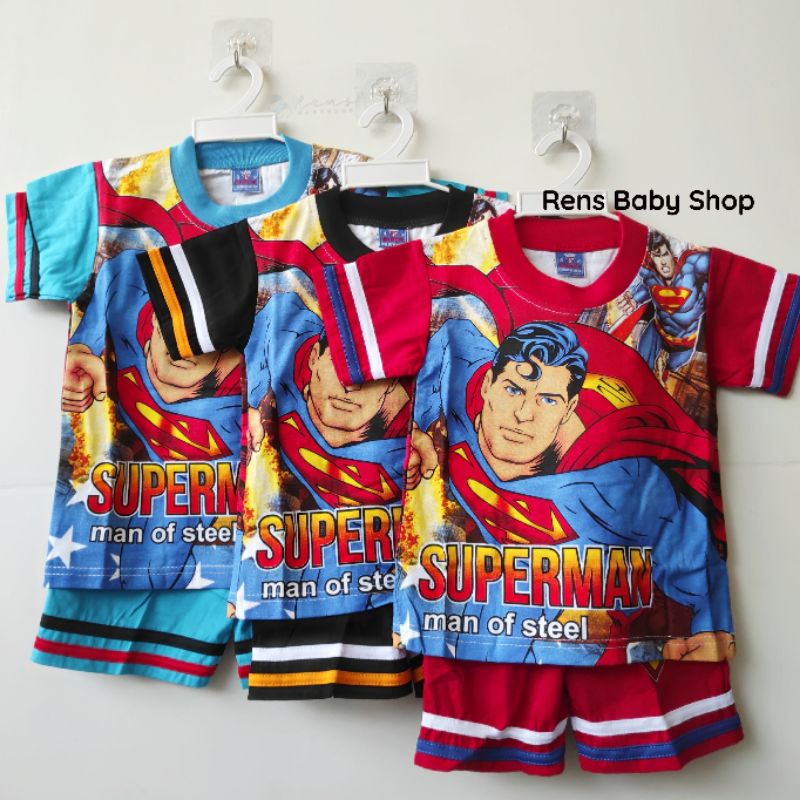 KENHO SUPERMAN Setelan baju celana anak laki-laki 2 3 4 5 6 7 tahun