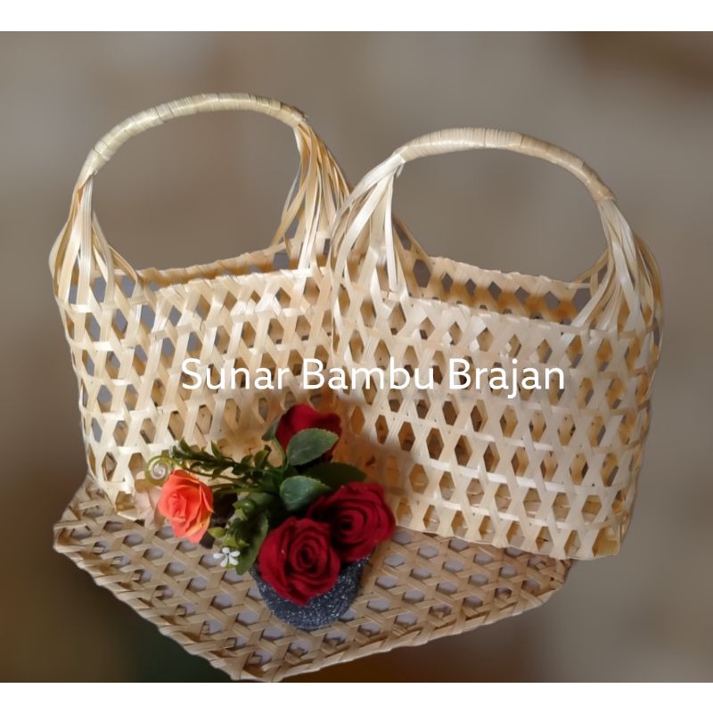 Tas Keranjang Medium | Keranjang Hampers | Hampers | Tas Bambu | Kerajinan Bambu