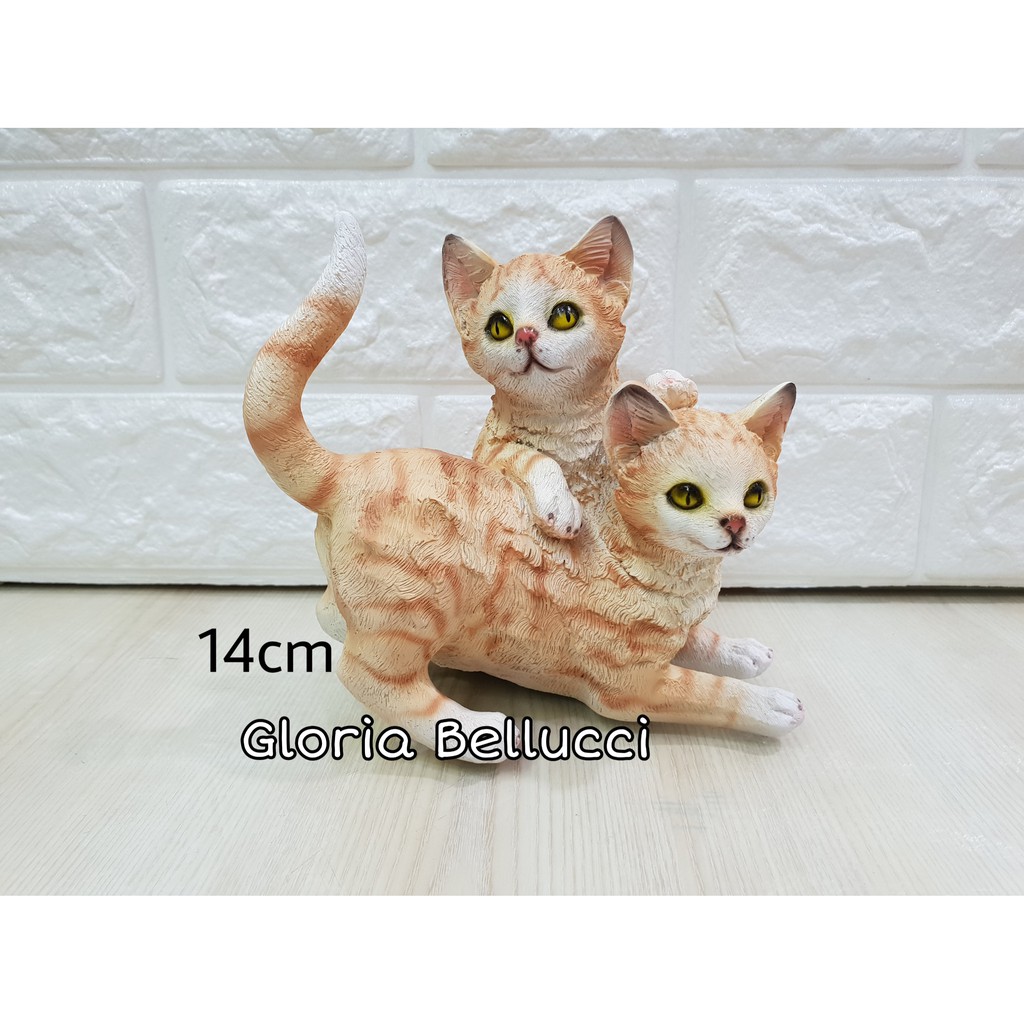 patung pajangan kucing 2 nempel kuning persia anggora
