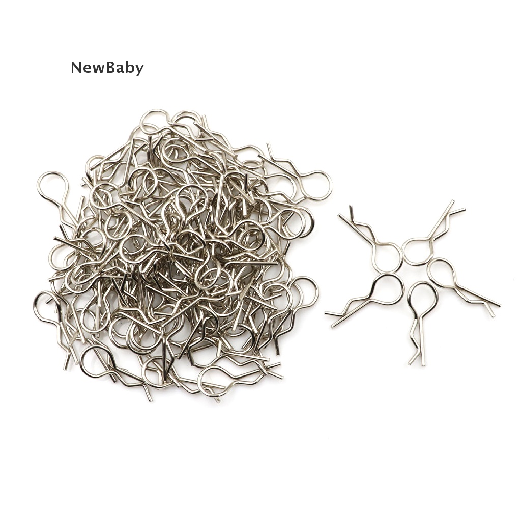 100pcs Klip Pin Shell Badan Bahan Stainless Steel Untuk 1 / 10 1 / 16 RC HSP