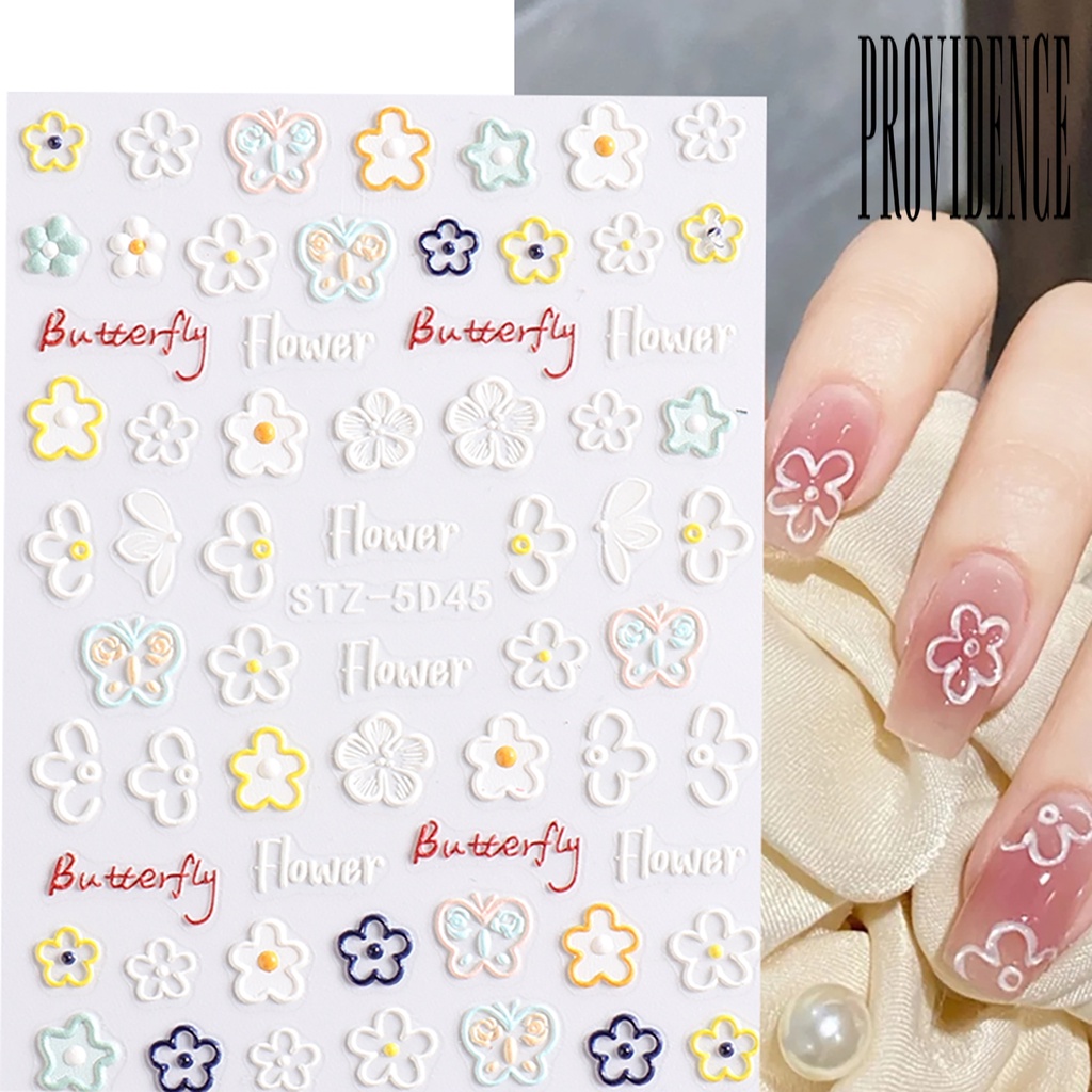 Providence Stiker Kuku 3d Motif Kupu-Kupu / Hati / Tulisan Bahasa Inggris Untuk Dekorasi Nail Art DIY