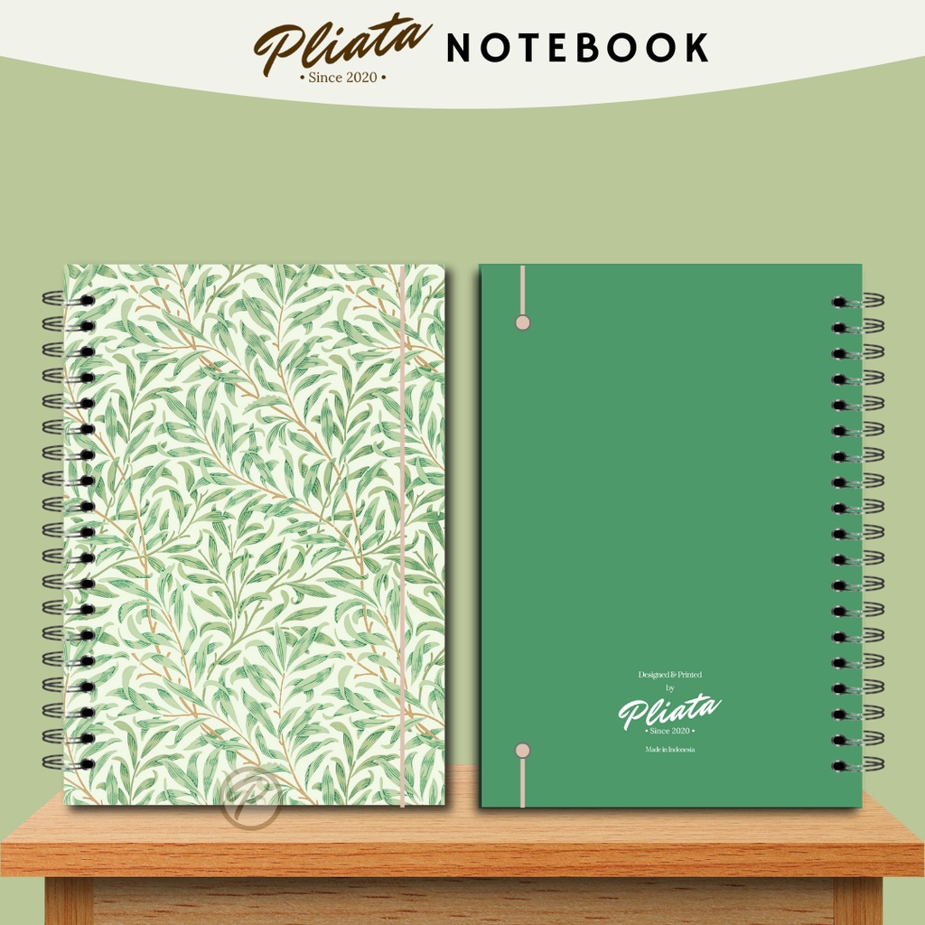 PLIATA NOTEBOOK SPIRAL - (PN59) Green Leaves - Softcover Doft Aesthetic Book Buku Tulis