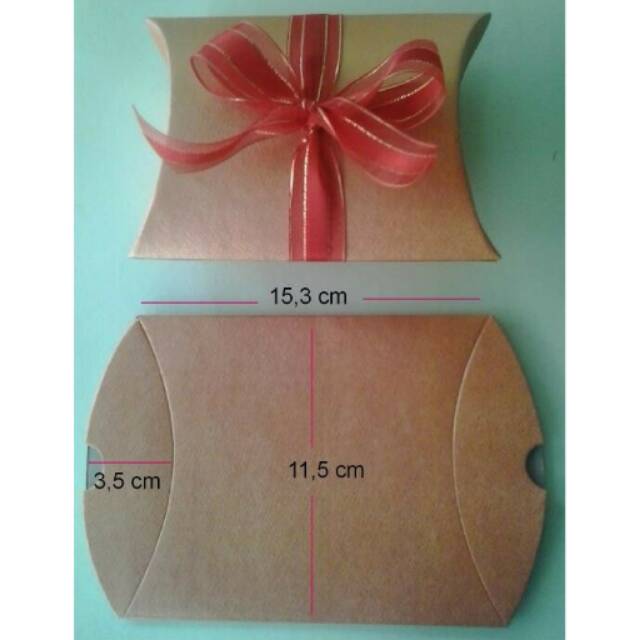 

PILLOW BOX / KOTAK KADO dari BROWN KRAFT 280 Gram MIN ORDER 20PCS
