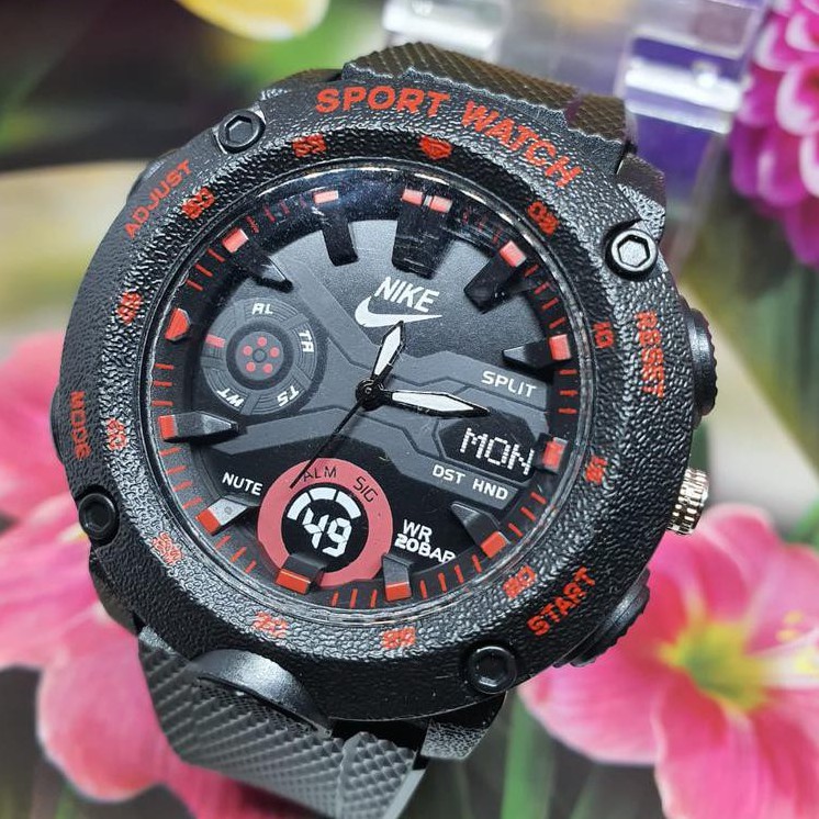 Jam tangan Pria Sport NIKE tali rubber melengkung Terbaru