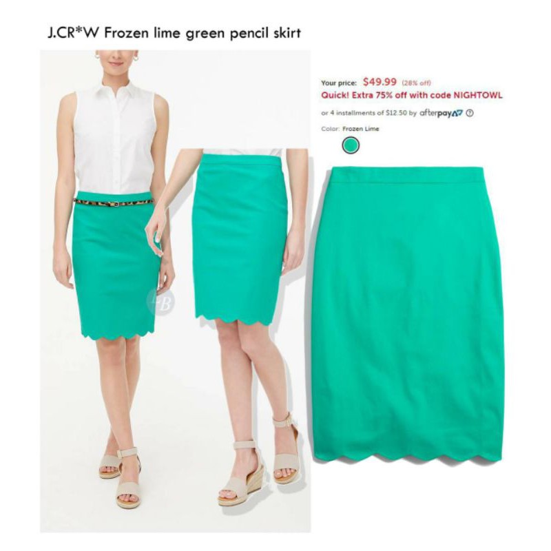 J crew frozen lime green &amp; pink pencil skirt