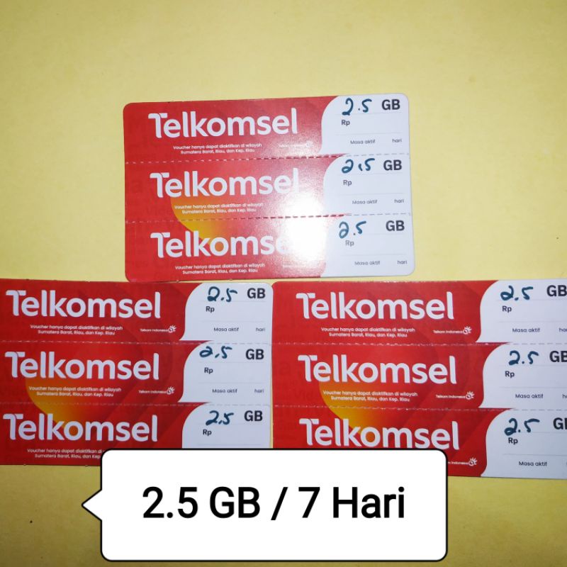 Voucher Telkomsel 2.5 GB / 7 Hari Zona 2 Sumbar