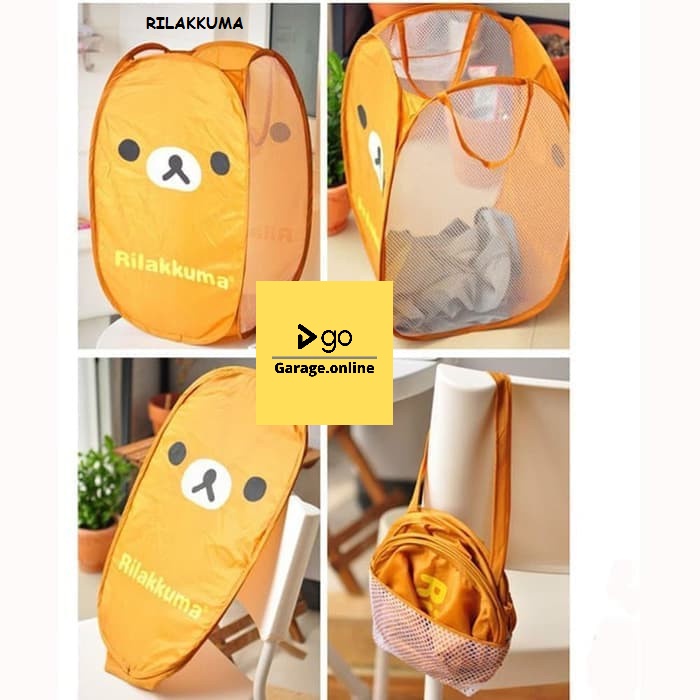 Keranjang Baju Lipat / Keranjang Baju / Keranjang Baju lipat Motif Karakter Jaring model rilakkuma kelinci monkey beruang MULTI FUNGSI