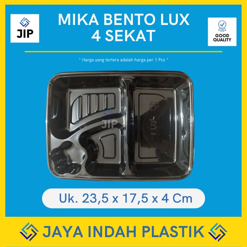 Mika bento / mika bento sekat 4 Lux / mika bento 4 sekat hitam / Mika Bento Lux sekat 4 / Tray Bento