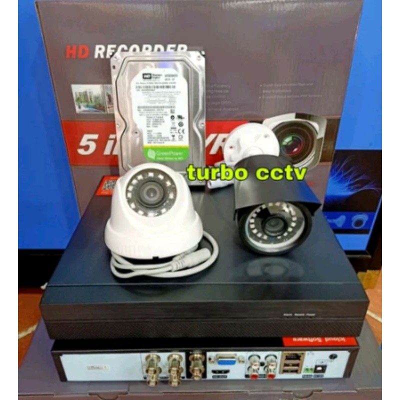 PAKET CCTV 2 KAMERA HD KOMPLIT MURAH 4 CHANNEL INDOOR OUTDOOR AHD