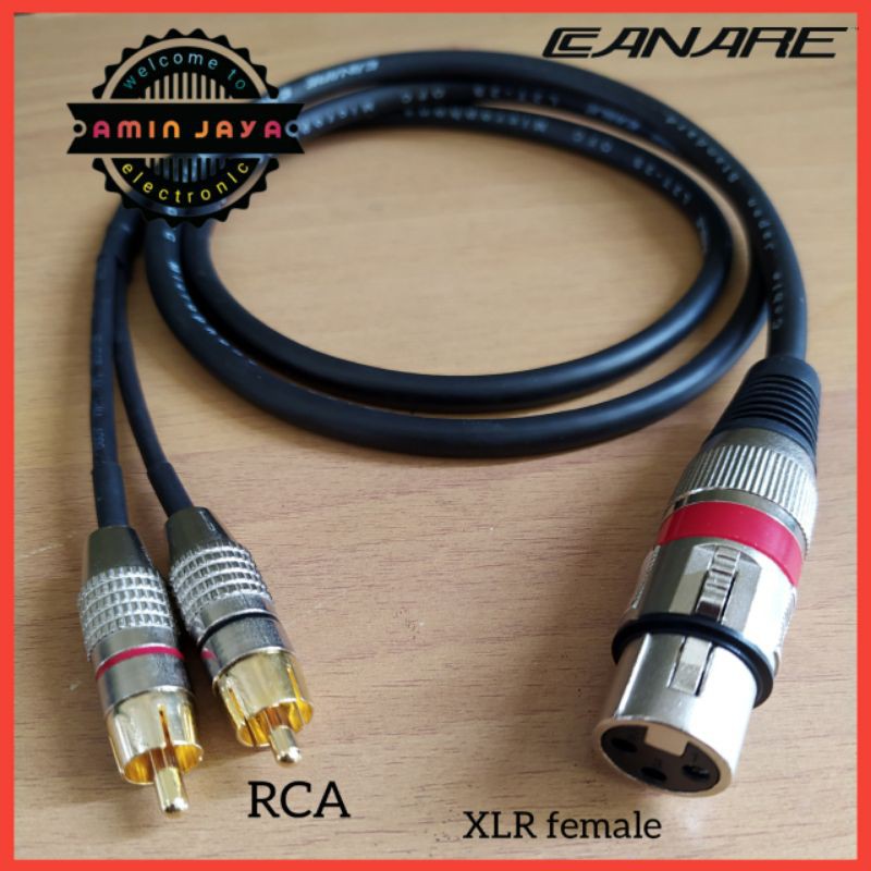 Kabel jack xlr female to dual rca kabel canare 1 meter