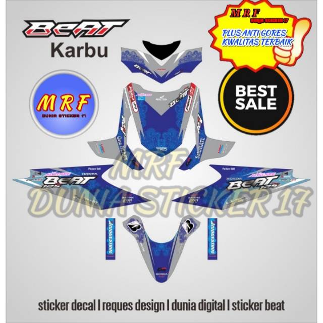 dekal beat karbu stiker decal beat karbu decal stiker beat karbu stiker motor beat karbu polos biru