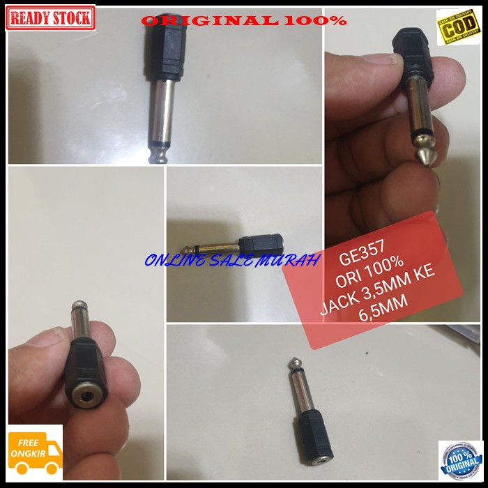 G357 Spliter konektor splitter aux mic mik 3,5mm 6,5 MM conektor audio acc handphone hp jek jack microphone laptop komputer smule multi original cewe akai akay cowo adapter sambungan sound extension penyambung suara headset headphone converter ma